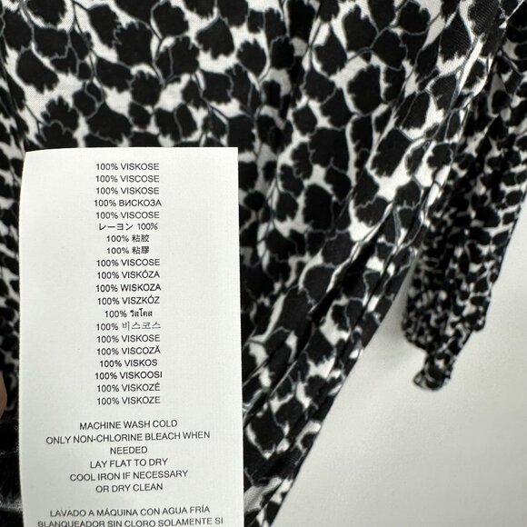 Michael Kors Womens 1X Animal Print Top Long Sleeve Viscose Blouse Black & White - Picture 8 of 8